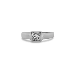 0.55ct Princess Cut Natural Diamond Solitaire Engagement Ring in 14k White Gold