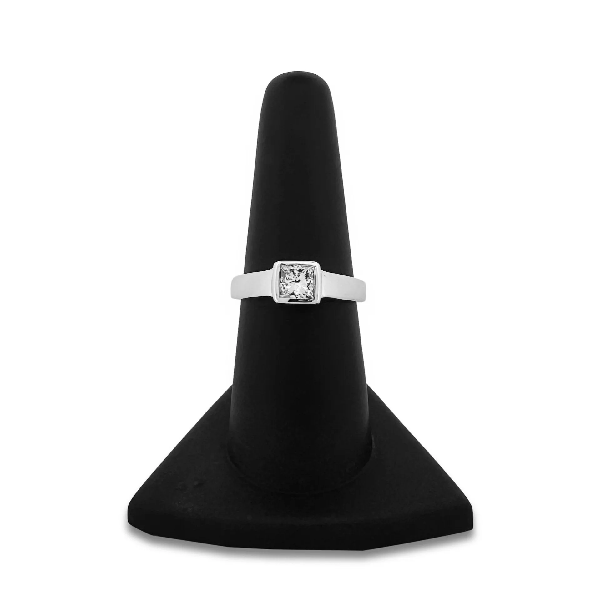 0.55ct Princess Cut Natural Diamond Solitaire Engagement Ring in 14k White Gold