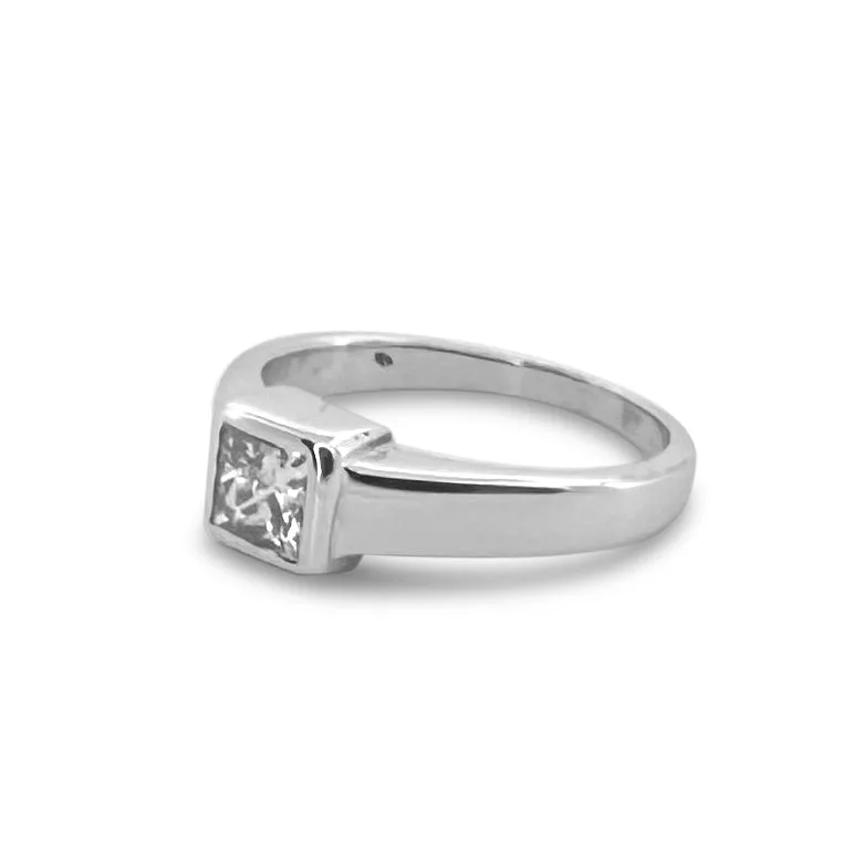 0.55ct Princess Cut Natural Diamond Solitaire Engagement Ring in 14k White Gold