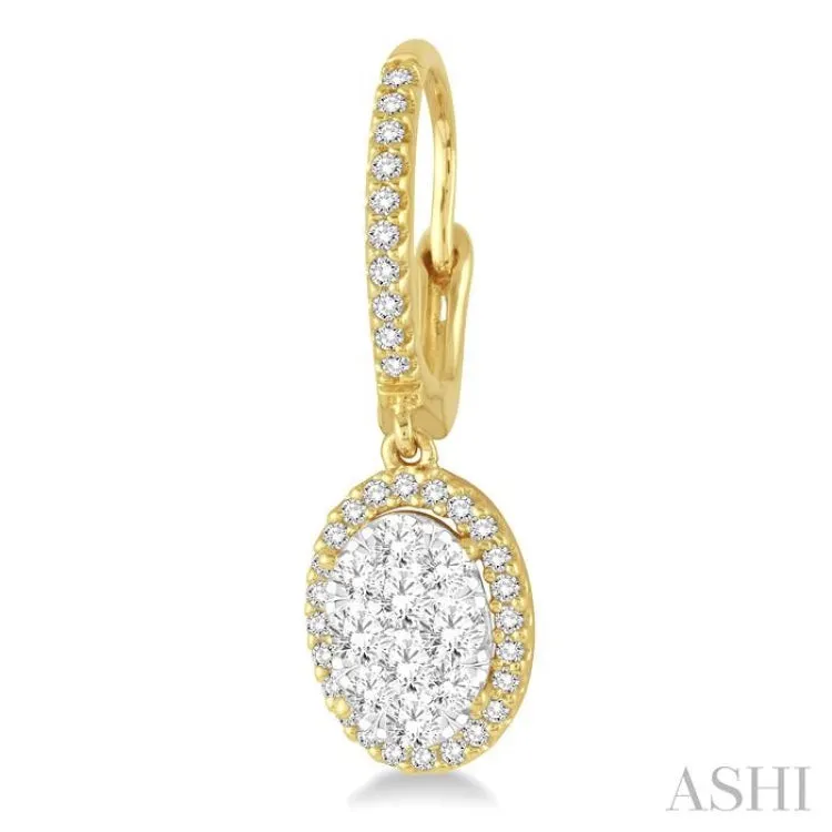 1 1/2 Ctw Oval Shape Diamond Lovebright Earrings in 14K Yellow and White Gold