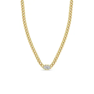 1.0 ctw Marquise Diamond on Medium Curb Chain Necklace