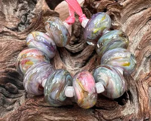 10 Pastel Swirl Lampwork Beads Set SRA