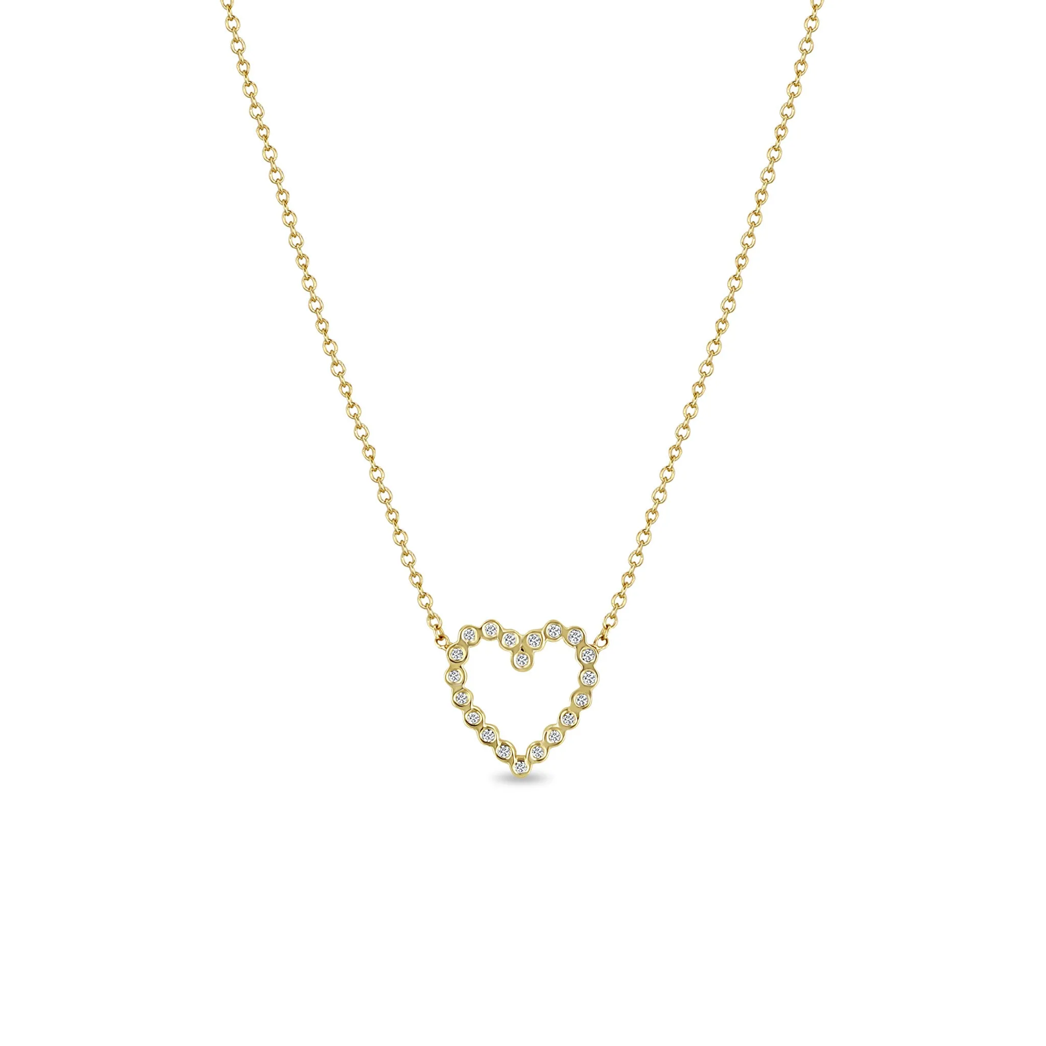 14k Small Diamond Bezel Heart Necklace