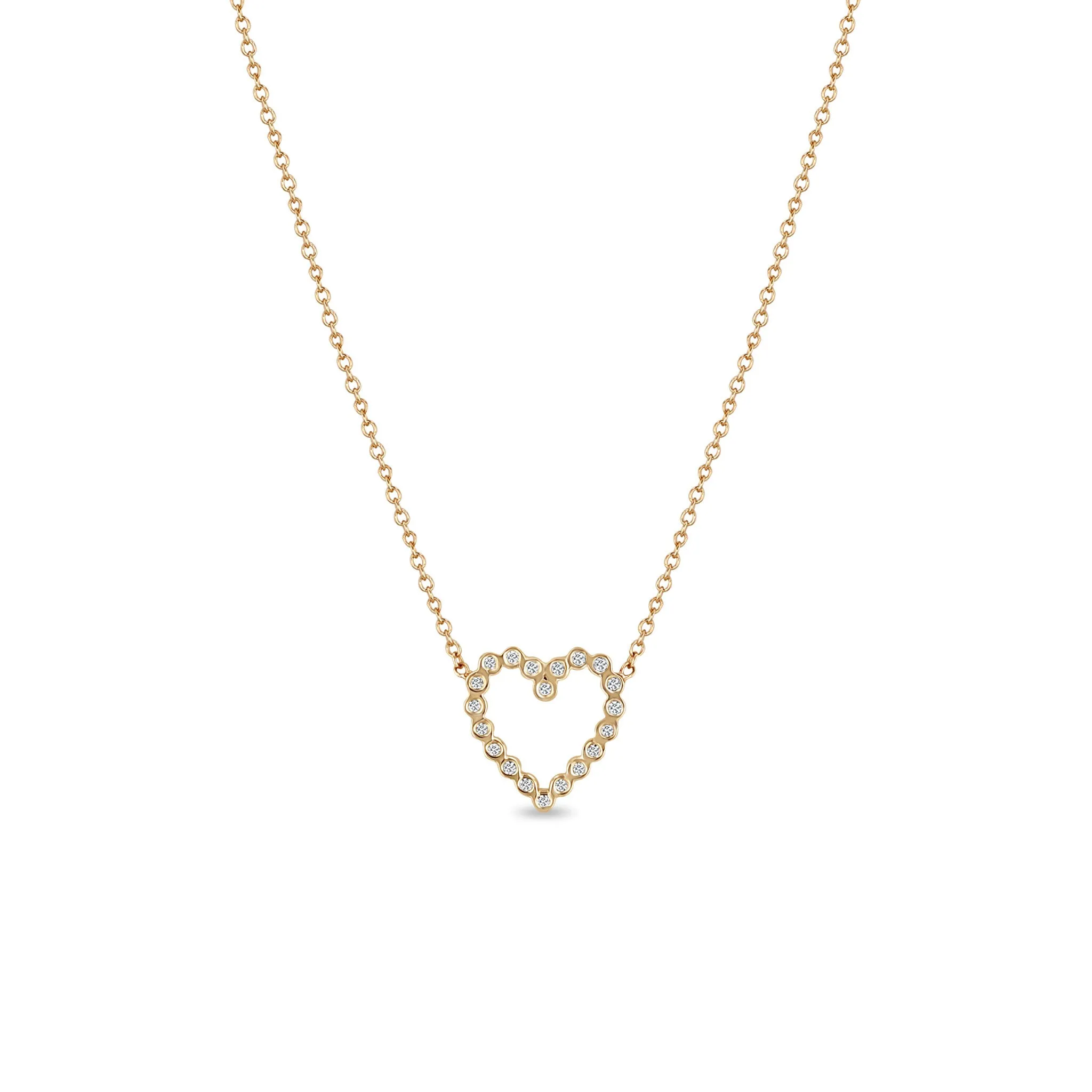 14k Small Diamond Bezel Heart Necklace