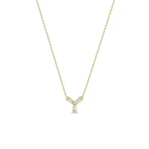 14k Tapered Baguette Trio Necklace