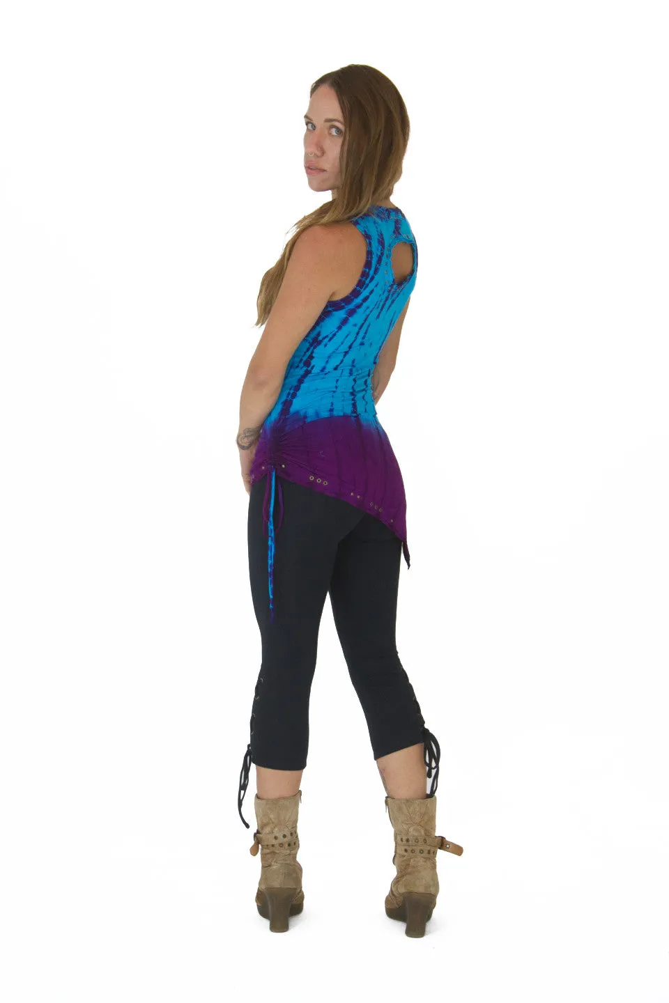 Asymmetrical tank turquoise tie dye