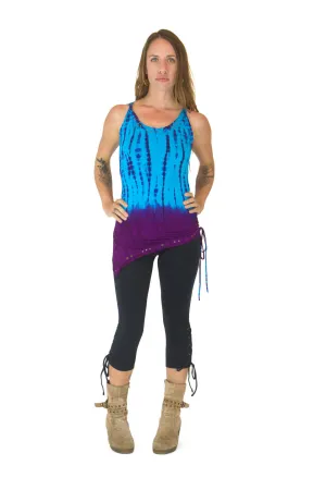 Asymmetrical tank turquoise tie dye