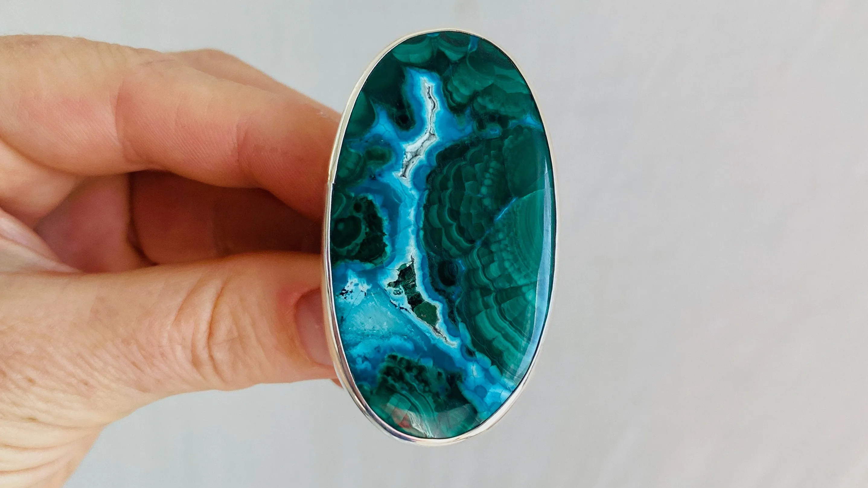Azurite Malachite Oversized Ring. Gorgeous. Adjustable! 0357