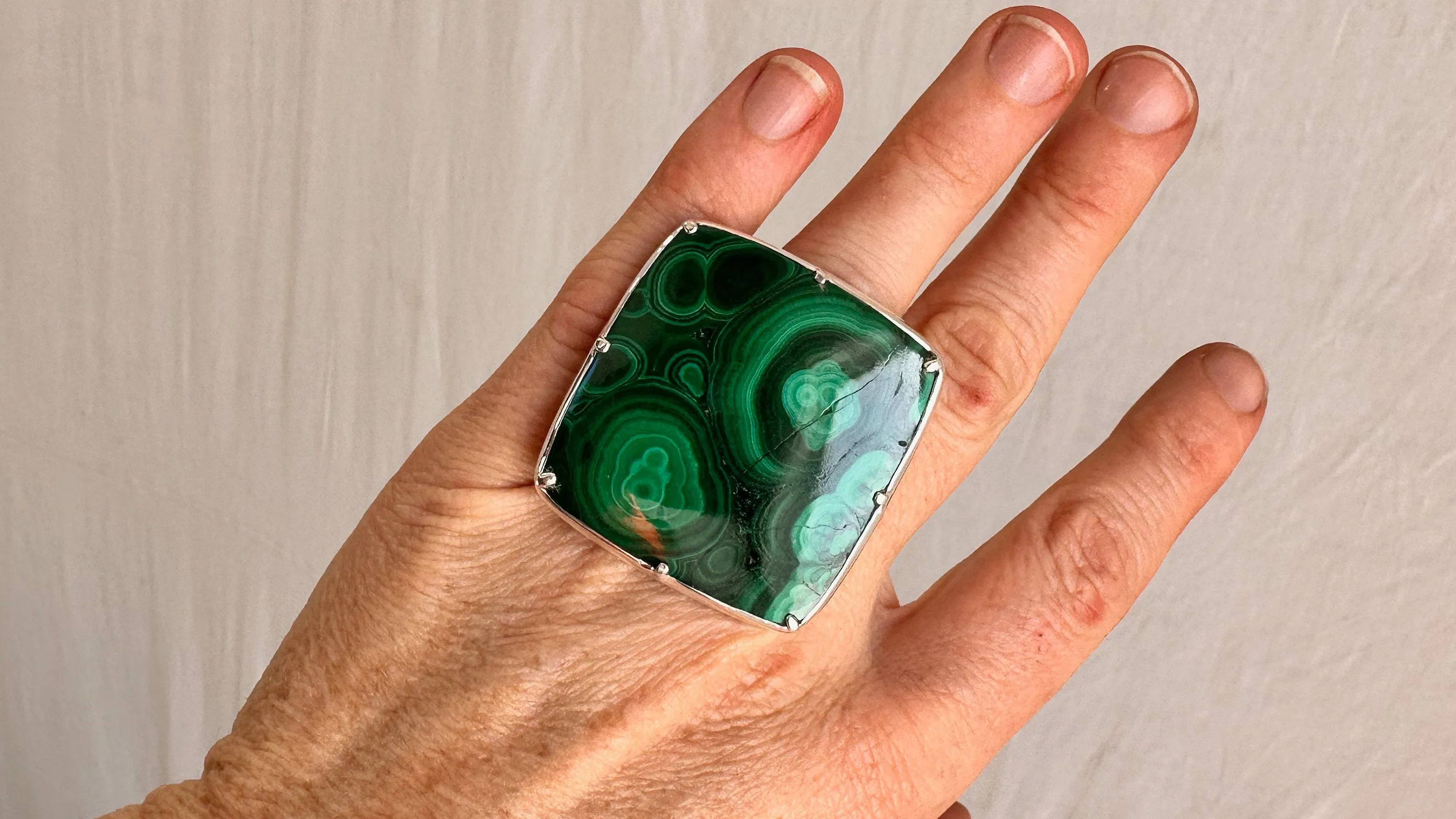 Azurite Malachite Oversized Ring. Gorgeous. Size 7