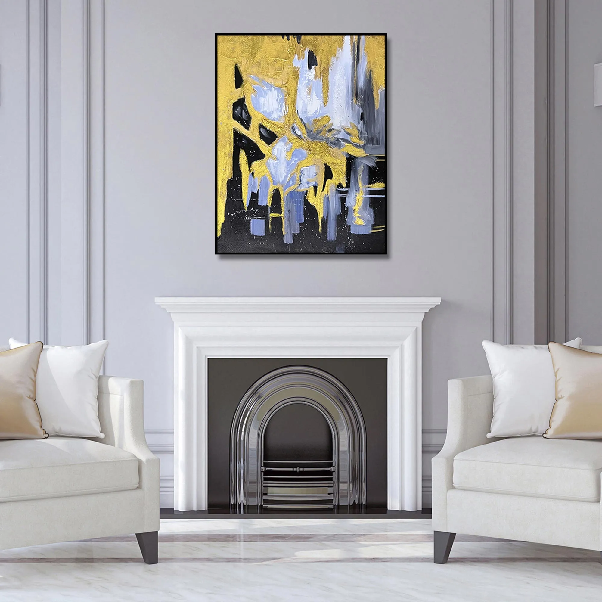 Blue Mirage in a Black Frame Hand Painted Canvas