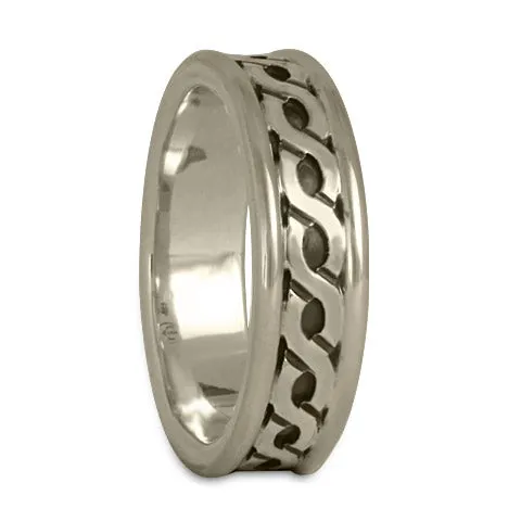 Bordered Rope Wedding Ring in Sterling Silver