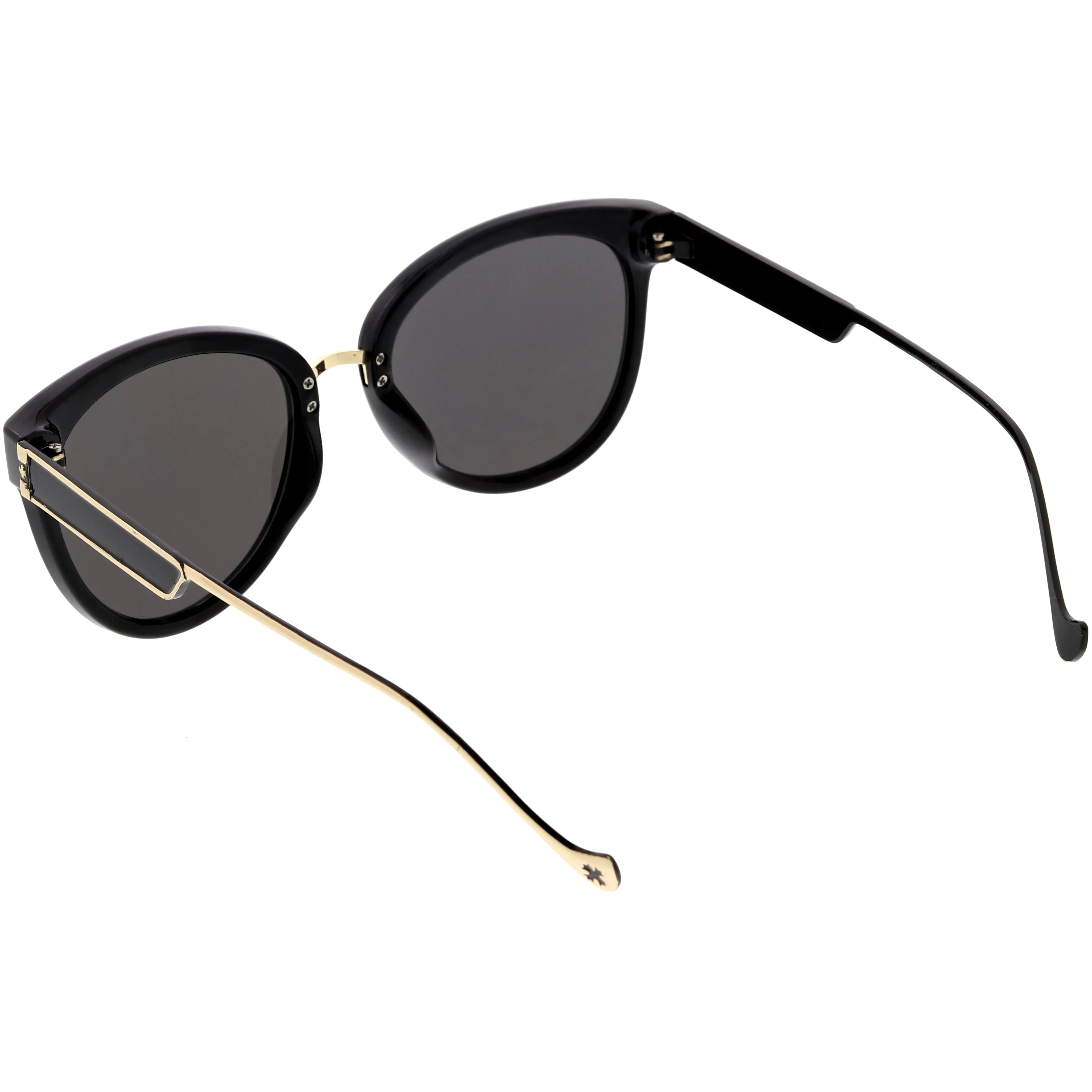 Chic Horn Rimmed Cat Eye Sunglasses Round Colored Mirror Lens C857