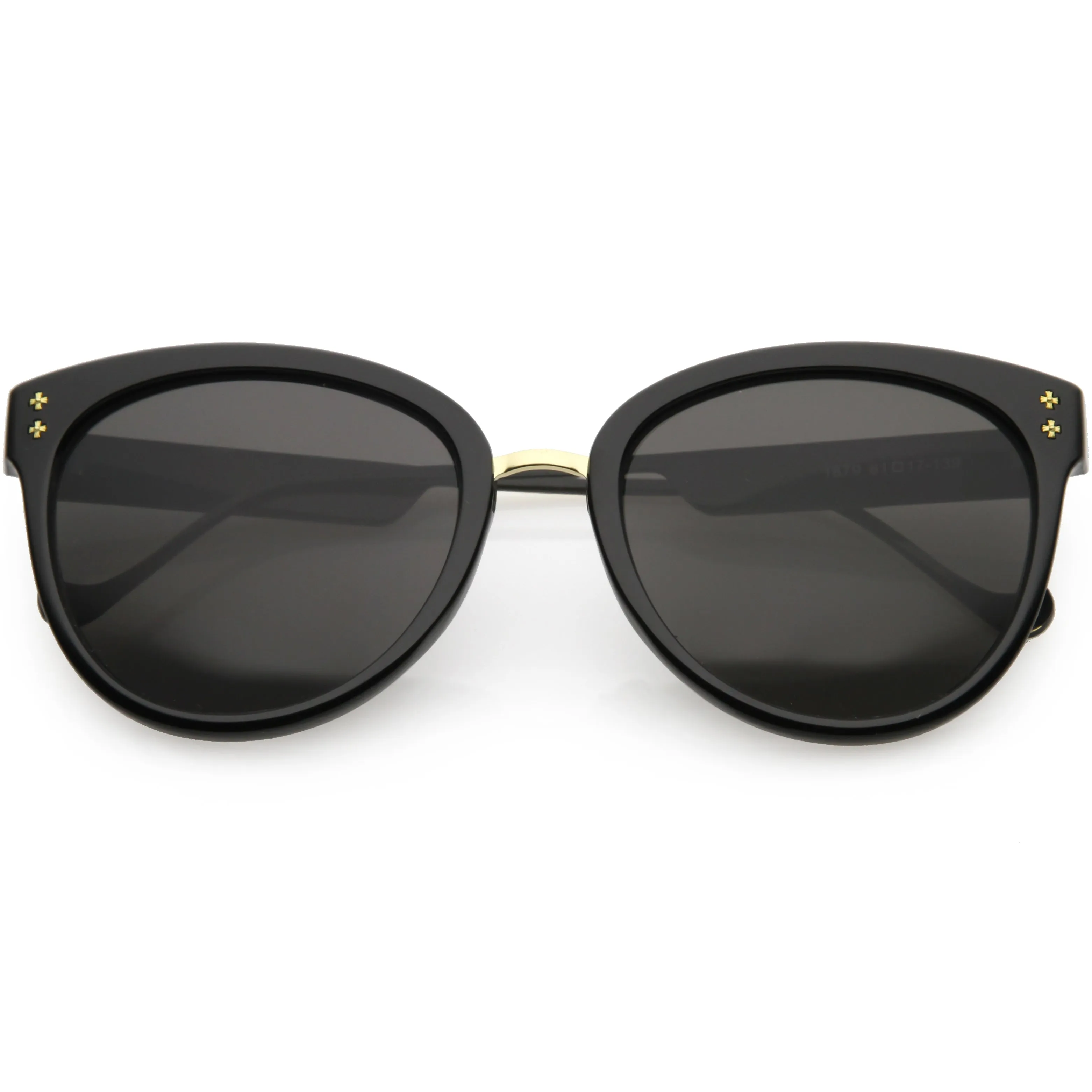 Chic Horn Rimmed Cat Eye Sunglasses Round Colored Mirror Lens C857