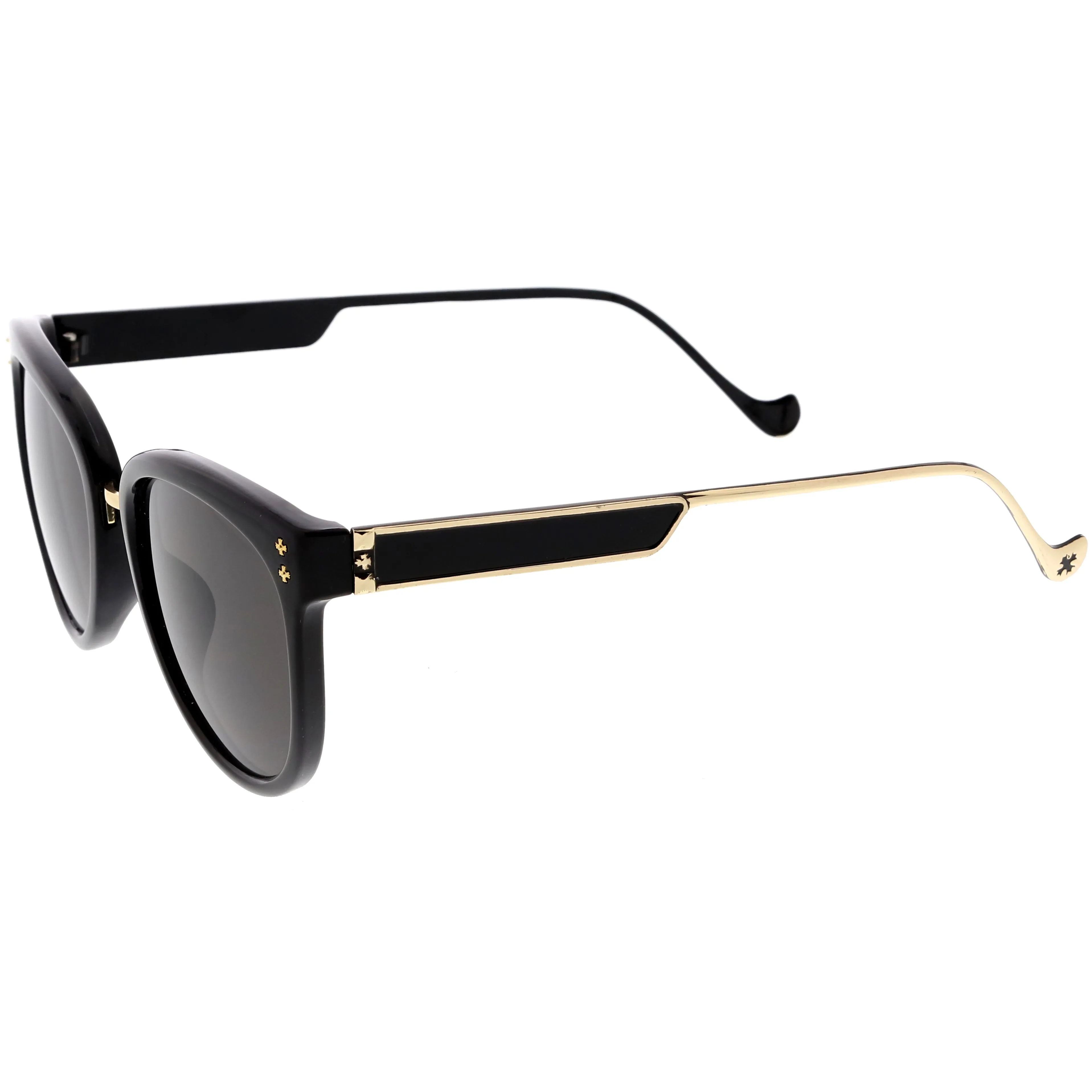 Chic Horn Rimmed Cat Eye Sunglasses Round Colored Mirror Lens C857