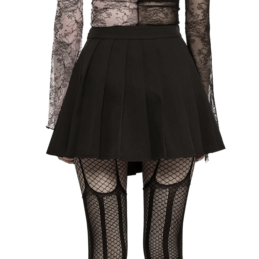 Chic Women's Punk Pleated Mini Skirt with Rivets