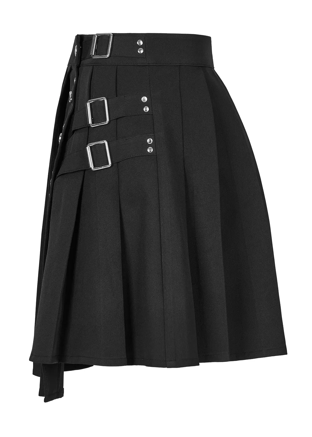 Chic Women's Punk Pleated Mini Skirt with Rivets