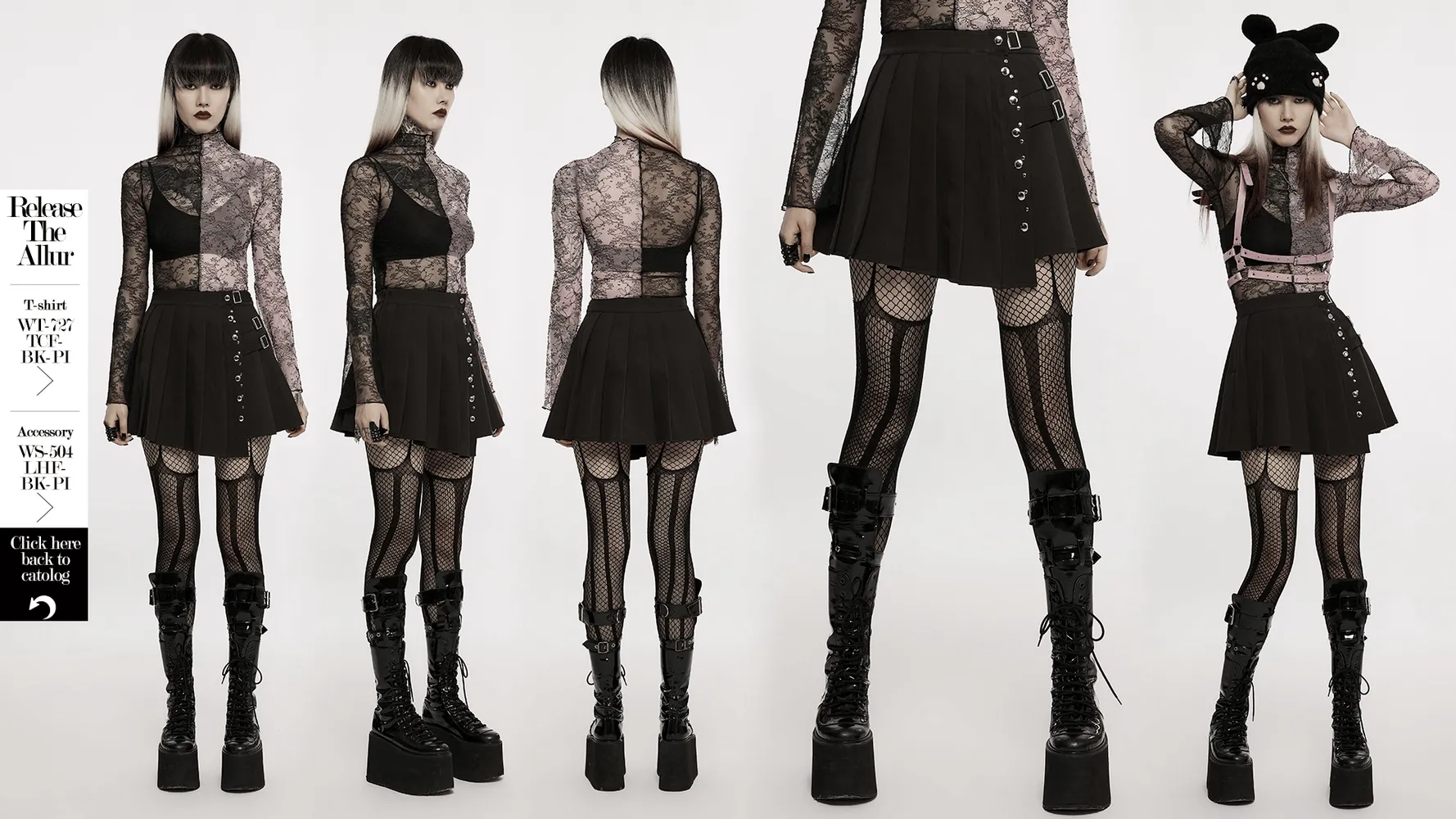 Chic Women's Punk Pleated Mini Skirt with Rivets
