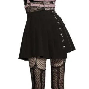 Chic Women's Punk Pleated Mini Skirt with Rivets