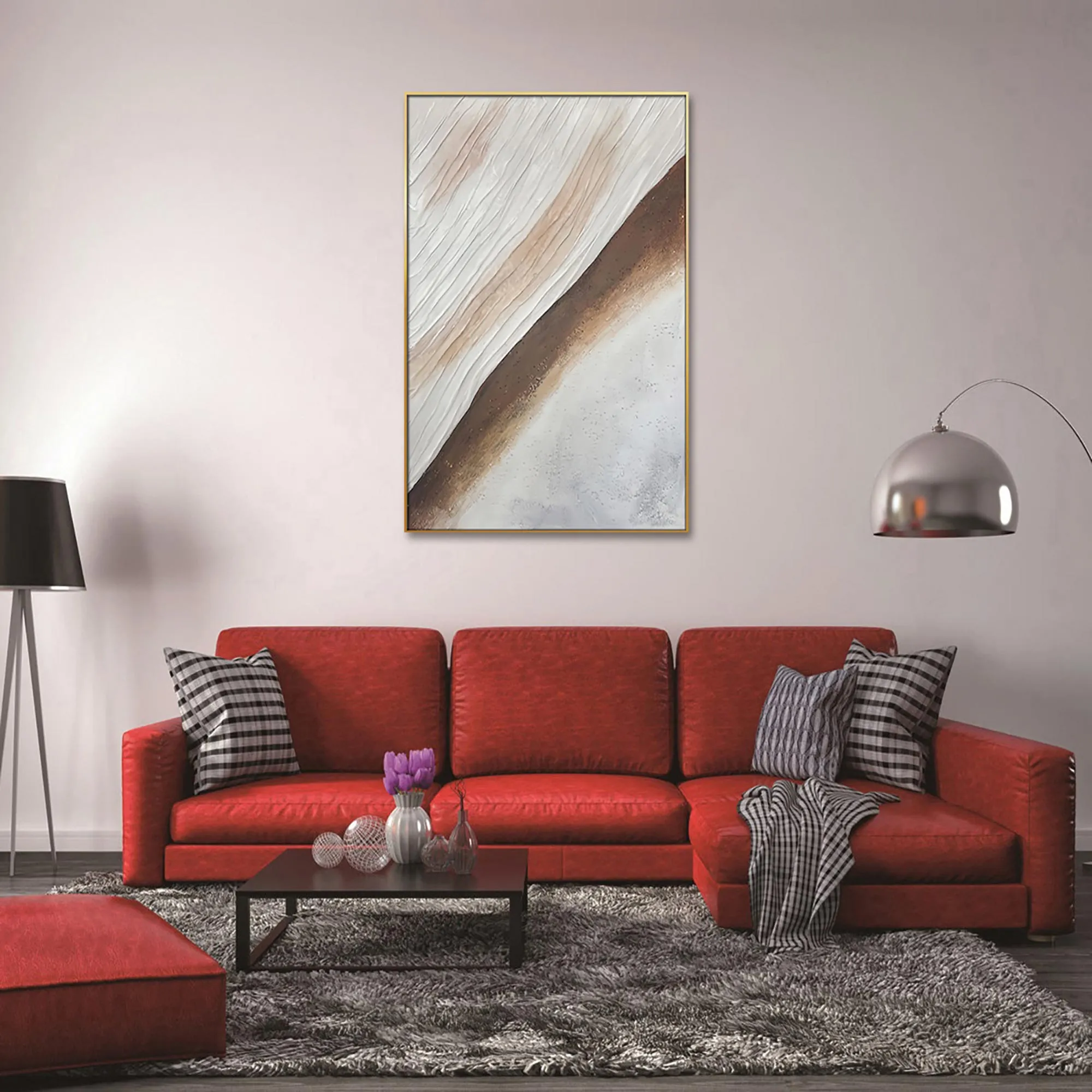 Coastal Scene in a Gold Frame Hand Painted Canvas