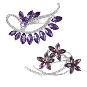 Combo of 2 Purple Crystals Brooch / Saree Pin