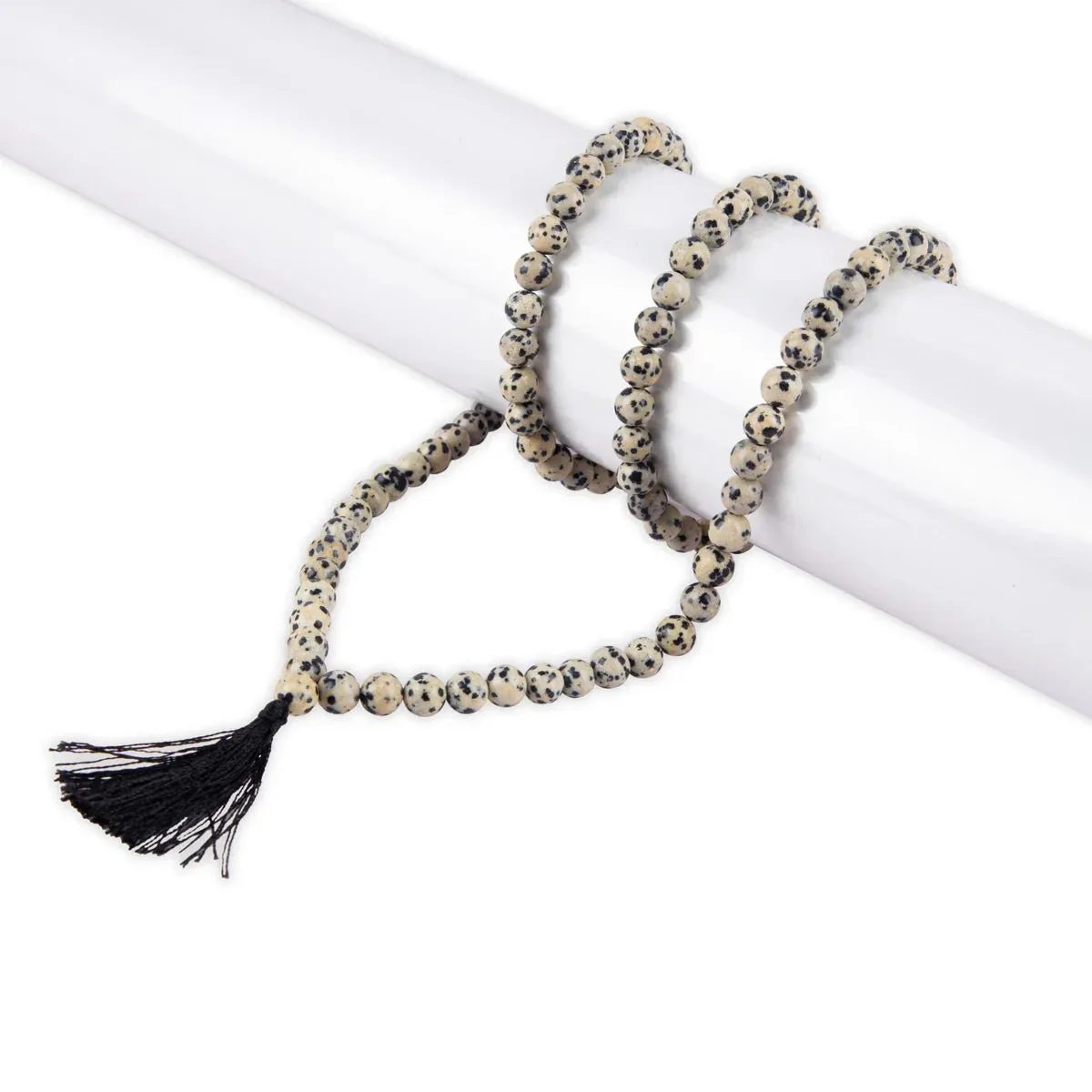 Dalmatian Jasper Mala - 19 Inches | Crystal Mala/ Japa Mala for Men & Women
