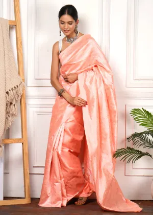 Delicate Peach Elegance - A Saree of Timeless Grace