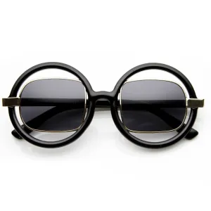 Designer Fashion Round Square Lens Cut Out Sunglasses 8940