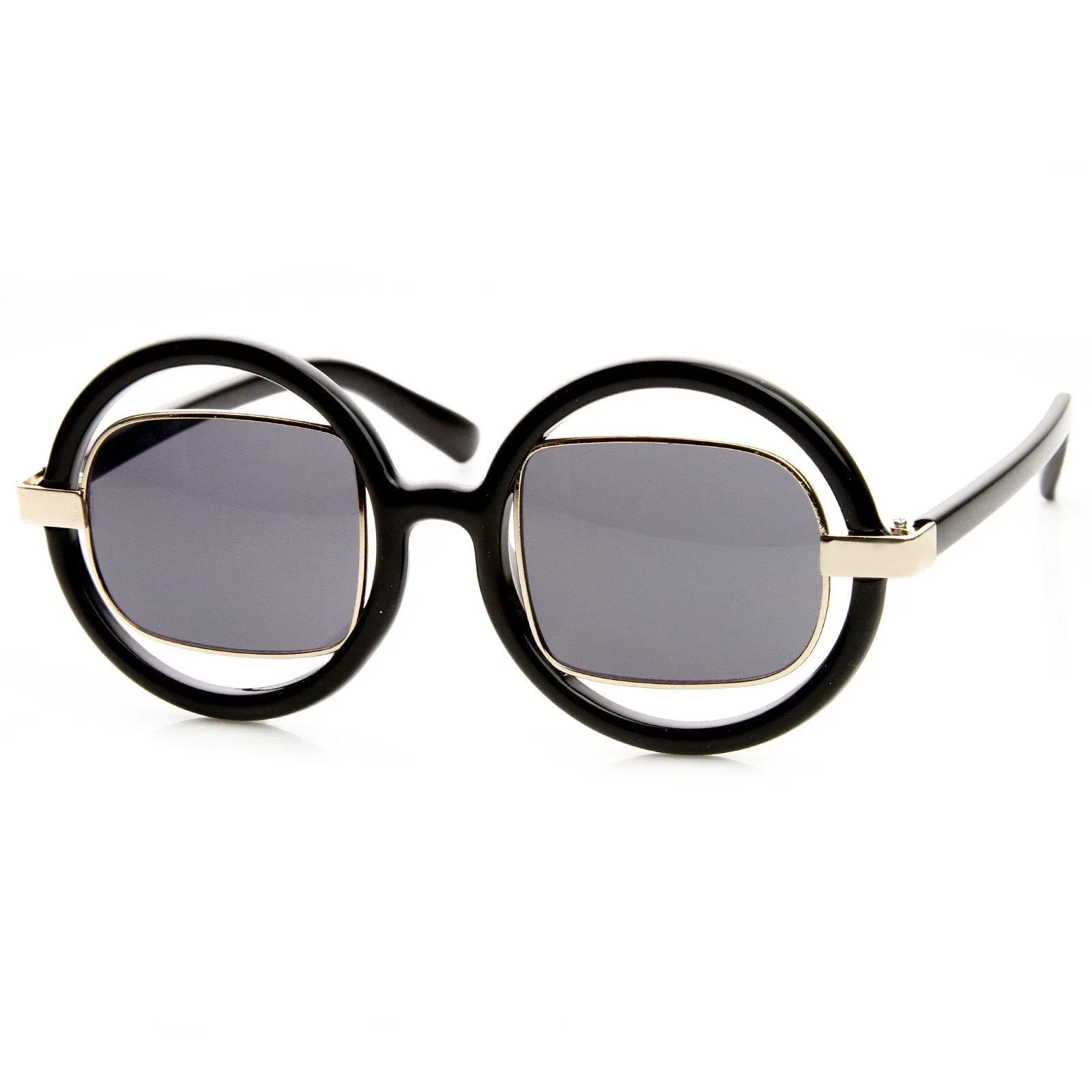 Designer Fashion Round Square Lens Cut Out Sunglasses 8940