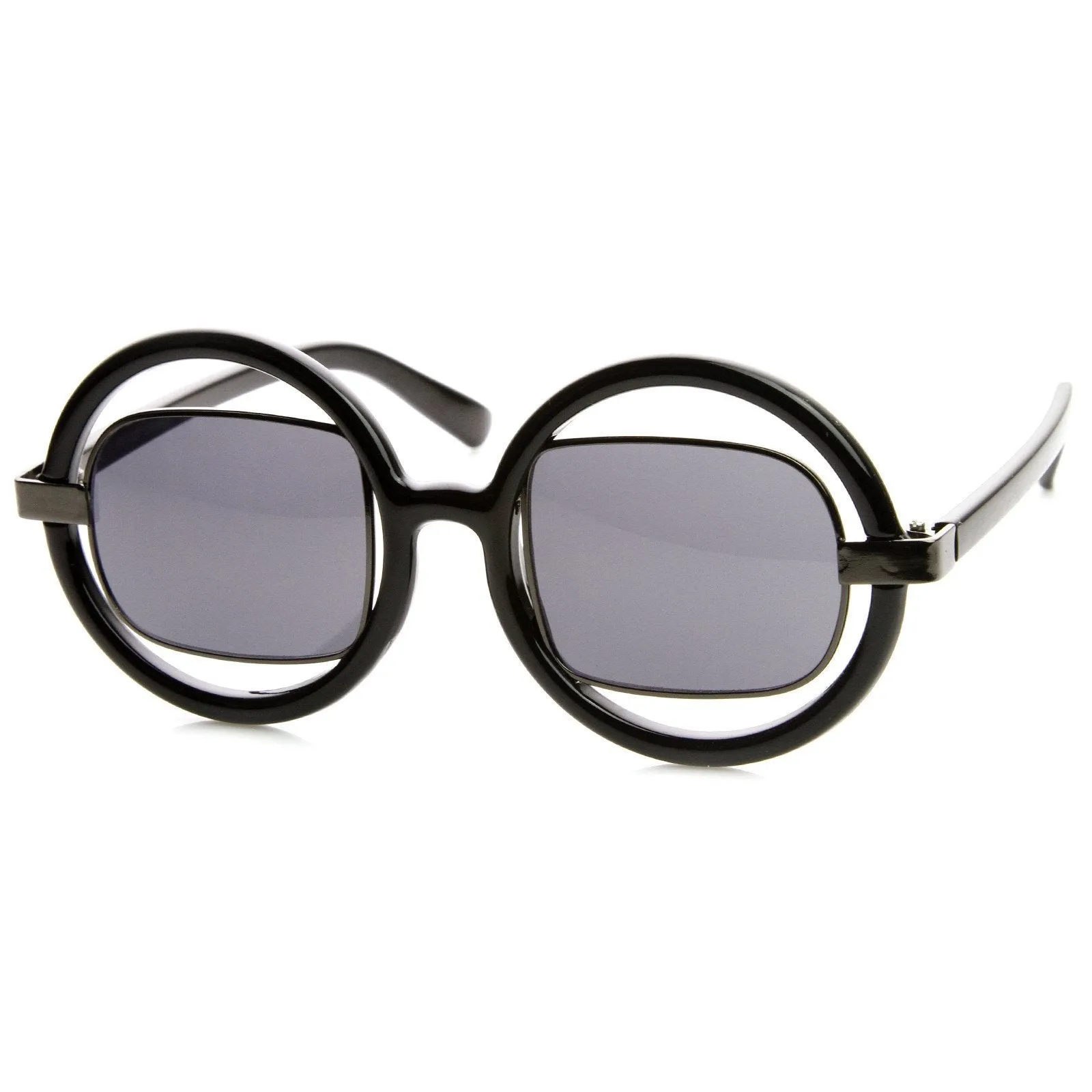Designer Fashion Round Square Lens Cut Out Sunglasses 8940