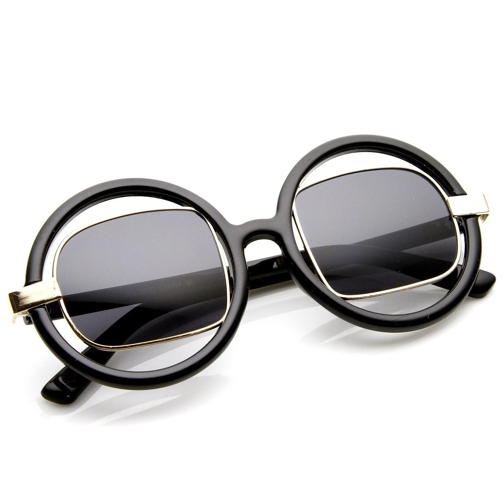Designer Fashion Round Square Lens Cut Out Sunglasses 8940
