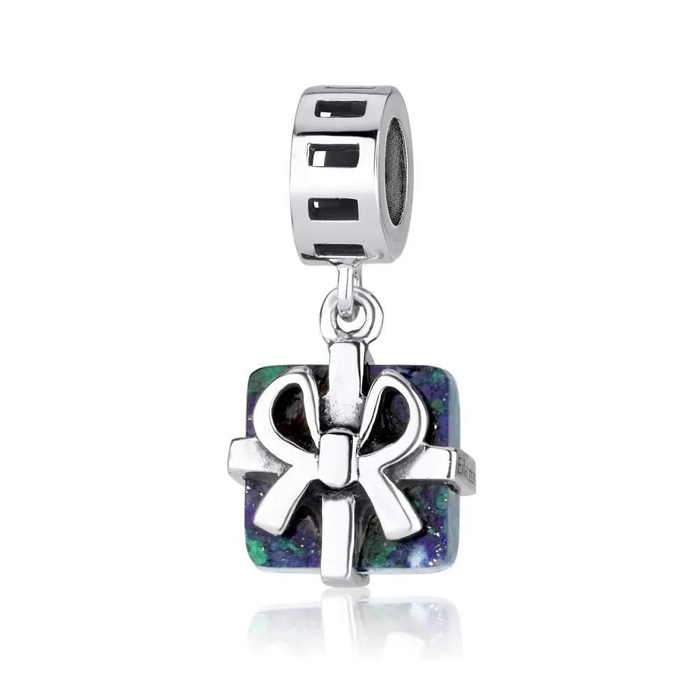 Eilat Stone Square Shaped Pendant Charm Sterling Silver Classy Jewelry Holy Land