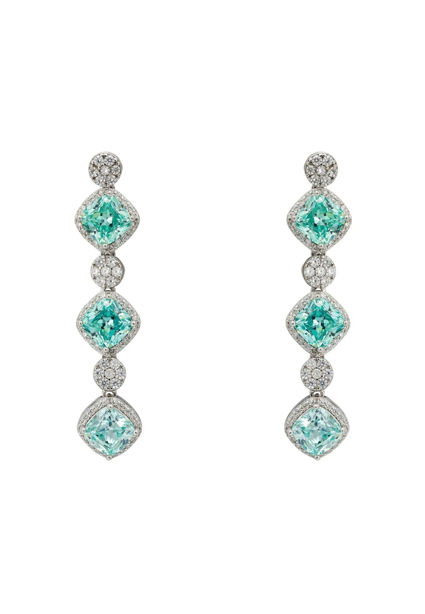 Elena Drop Earrings Aquamarine Silver