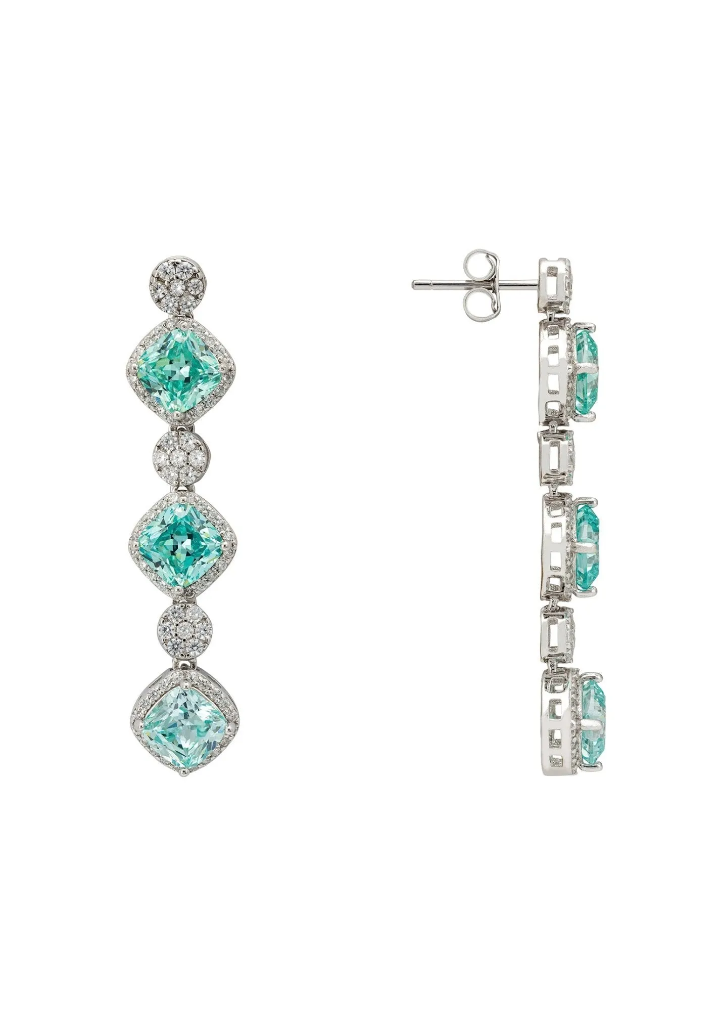 Elena Drop Earrings Aquamarine Silver