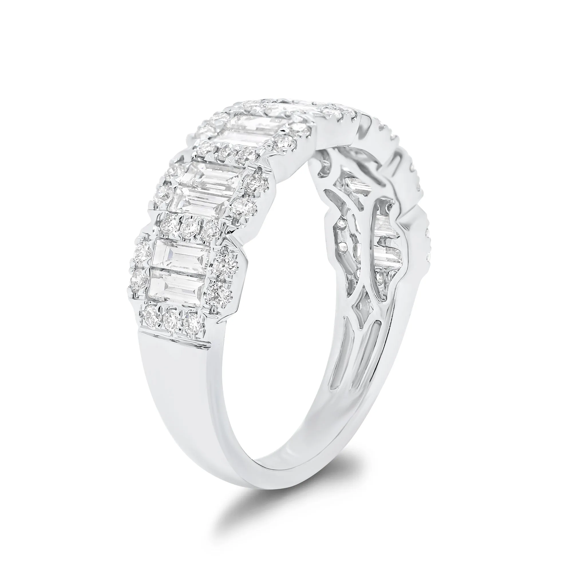 Emerald-Cut Diamond Halo Illusion Wedding Band