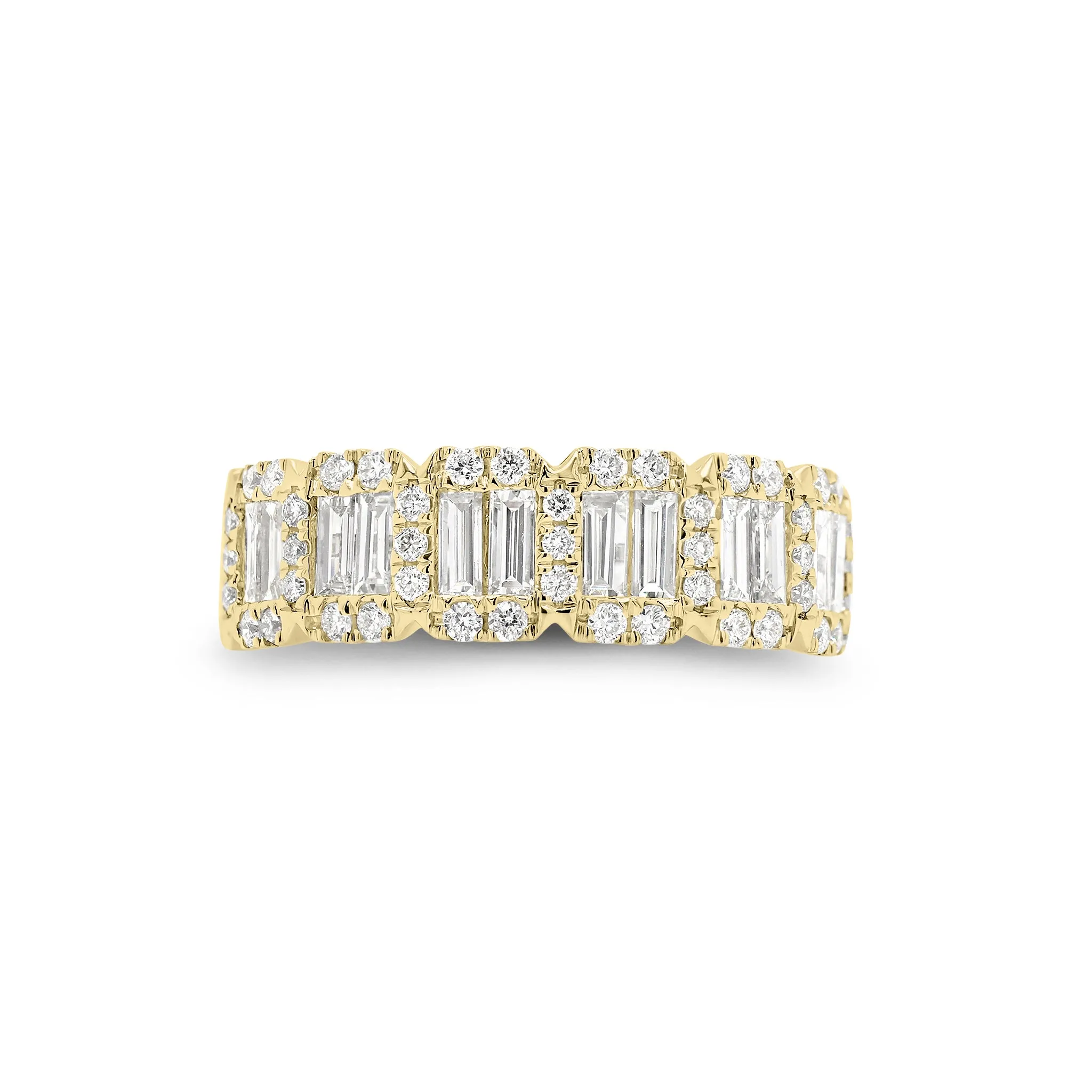 Emerald-Cut Diamond Halo Illusion Wedding Band