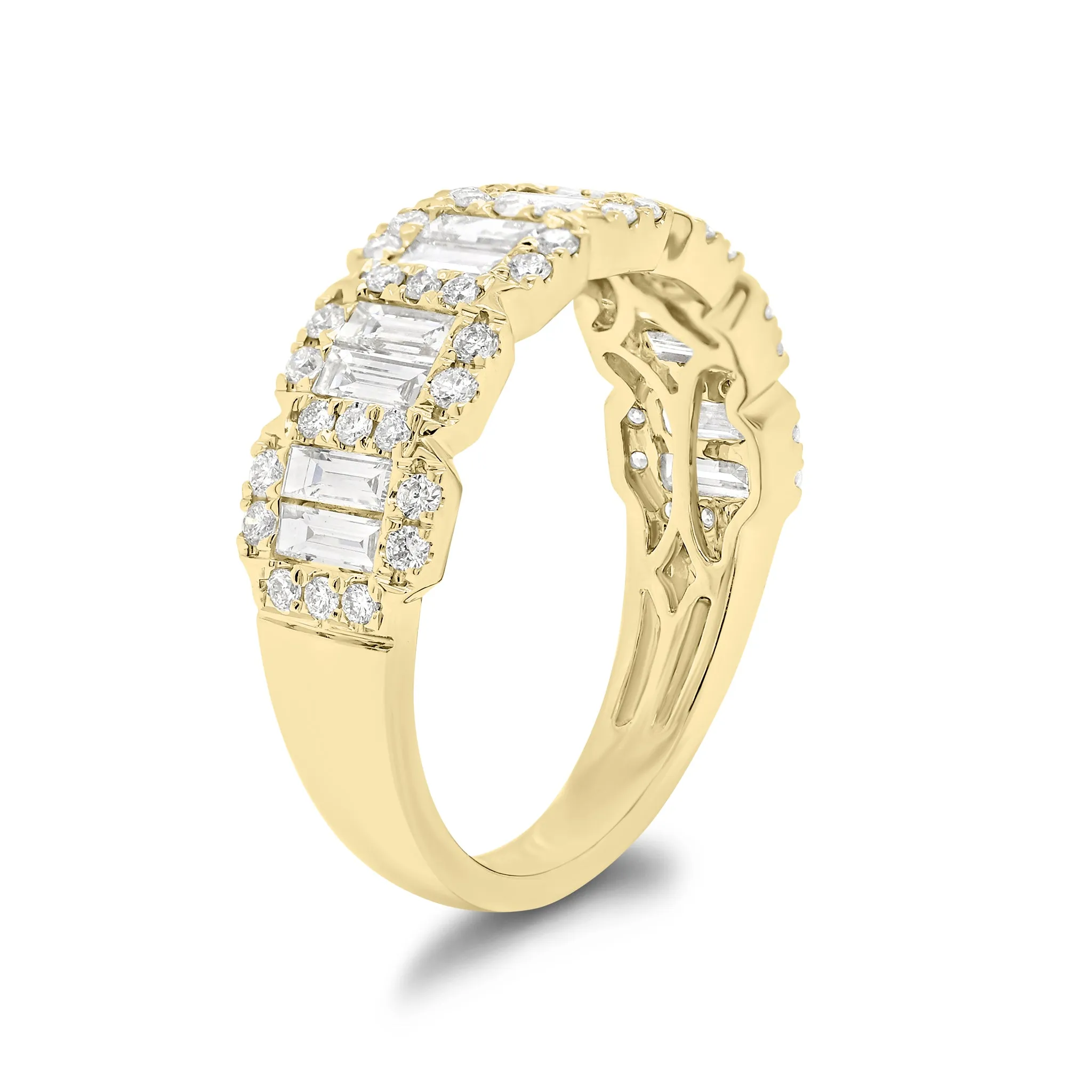 Emerald-Cut Diamond Halo Illusion Wedding Band