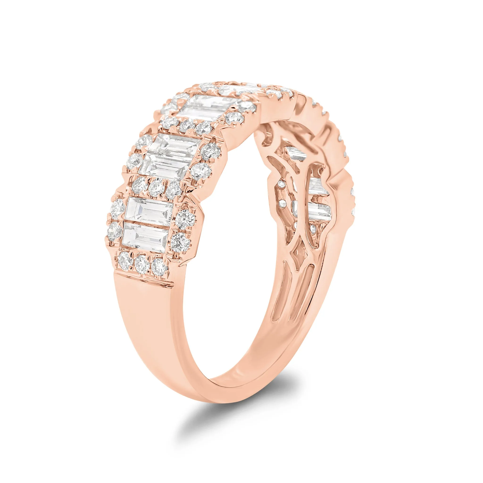 Emerald-Cut Diamond Halo Illusion Wedding Band