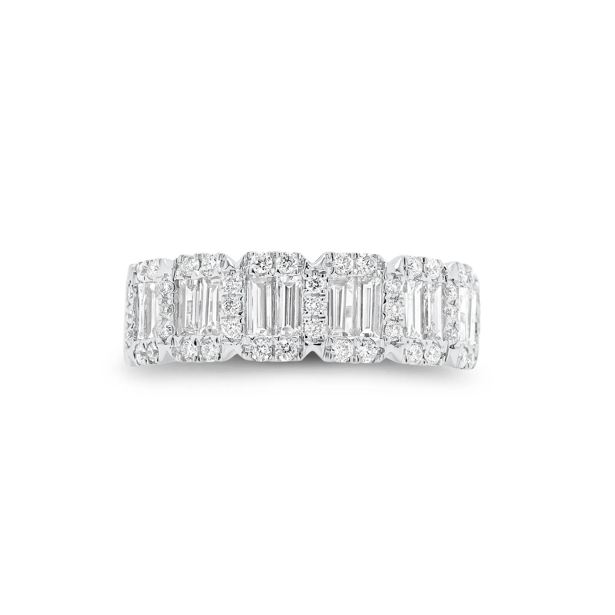 Emerald-Cut Diamond Halo Illusion Wedding Band