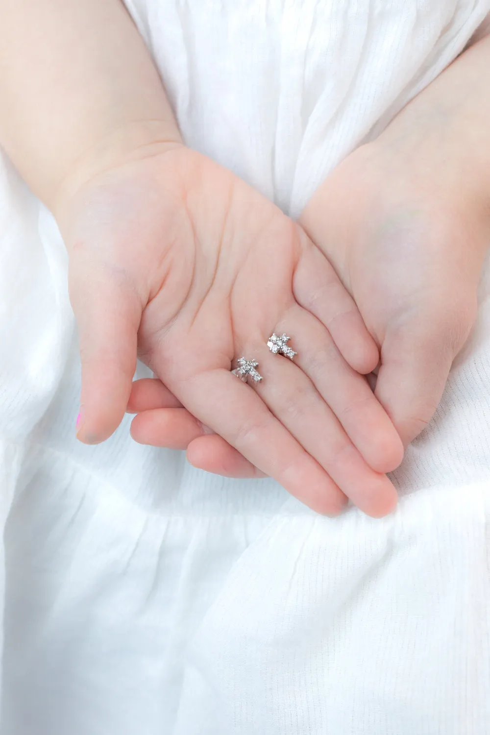 Faith Cross CZ Earrings in Sterling Silver