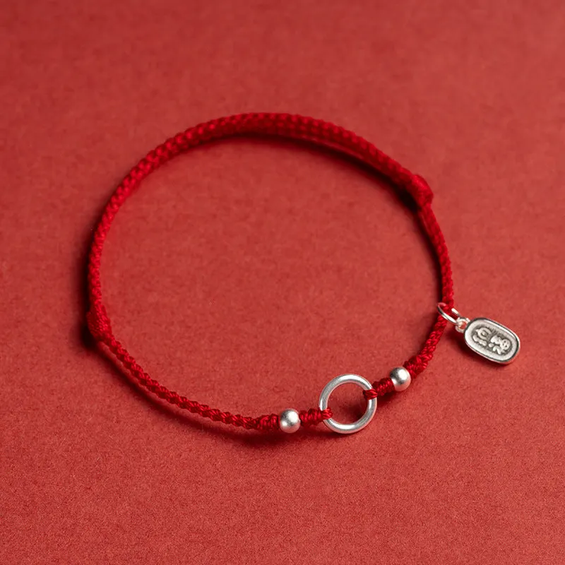 Fortune's Favor Sterling Silver Weaving Red Rope Bracelet for Couples