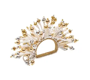 Fun Burst Napkin Ring in White Gold & Silver Set of 4 by Kim Seybert