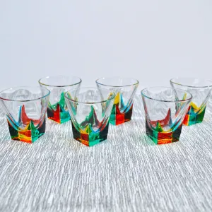 Fusion Shot Glasses, Set of 6, Hand Painted Crystal, Made in Italy