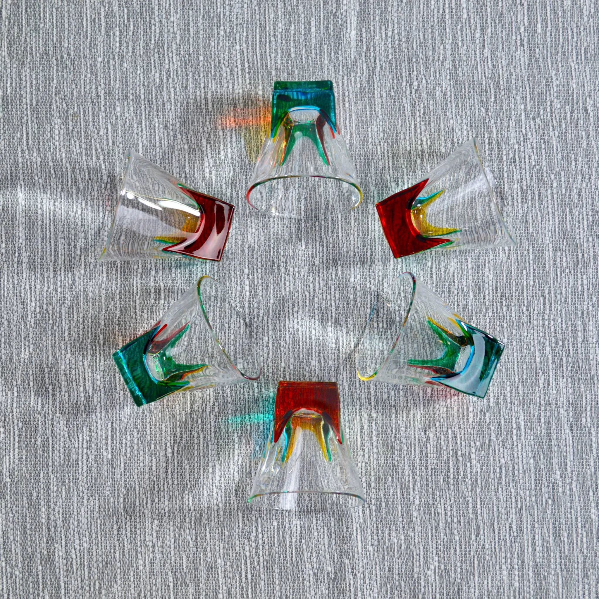 Fusion Shot Glasses, Set of 6, Hand Painted Crystal, Made in Italy