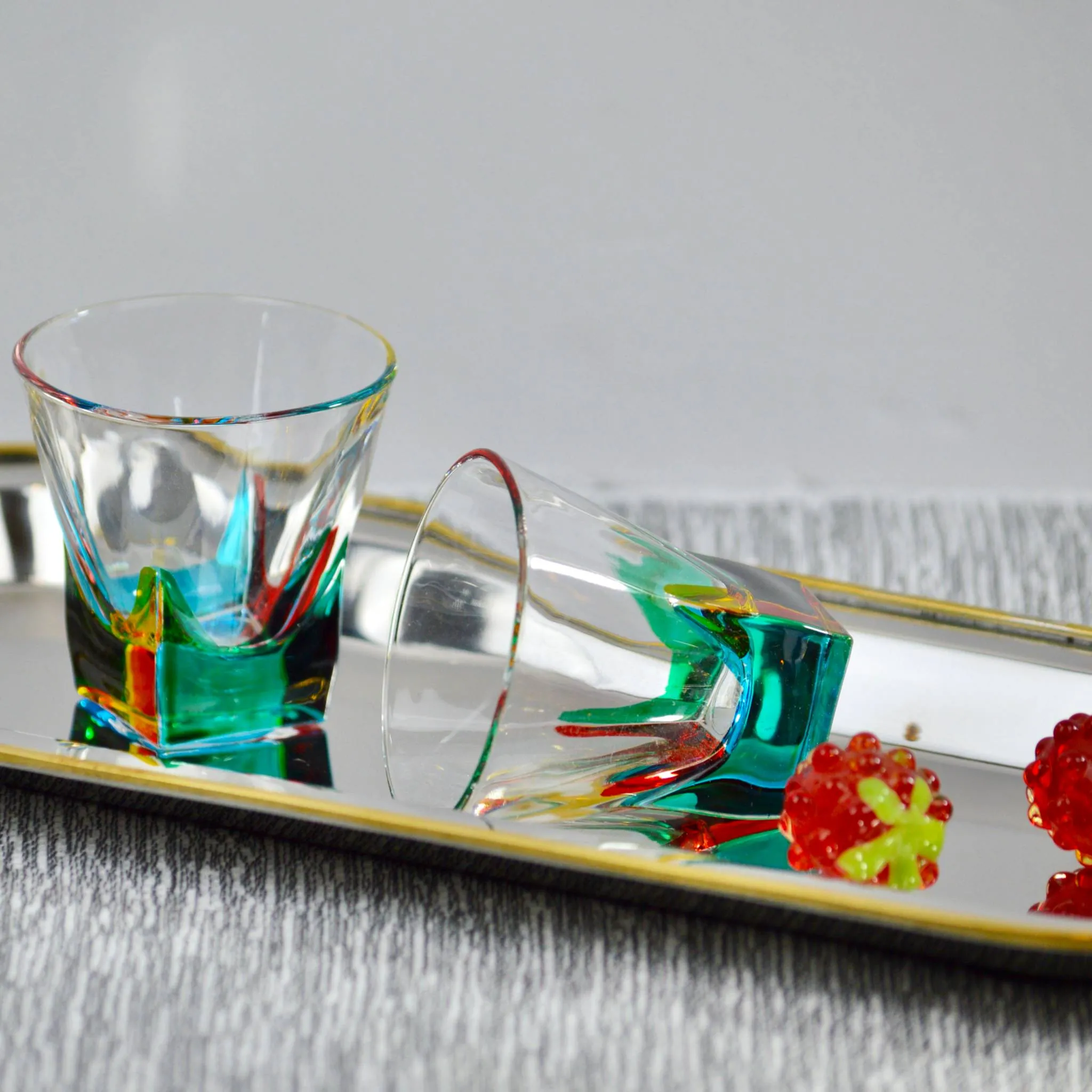 Fusion Shot Glasses, Set of 6, Hand Painted Crystal, Made in Italy