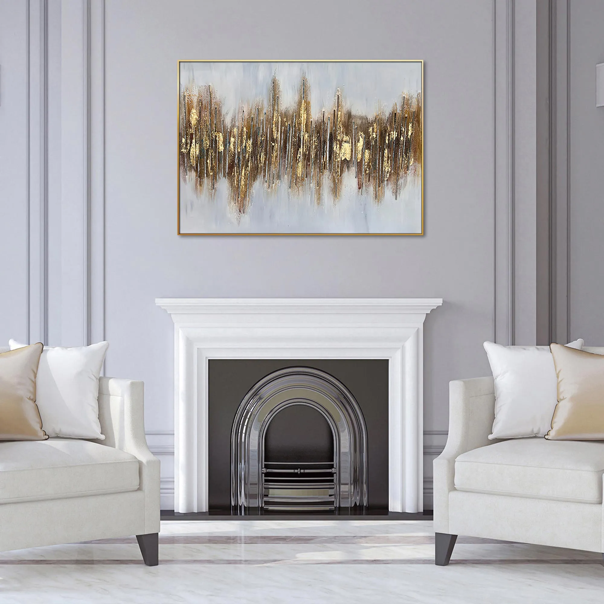 Golden Waves in a Gold Frame Hand Painted Canvas