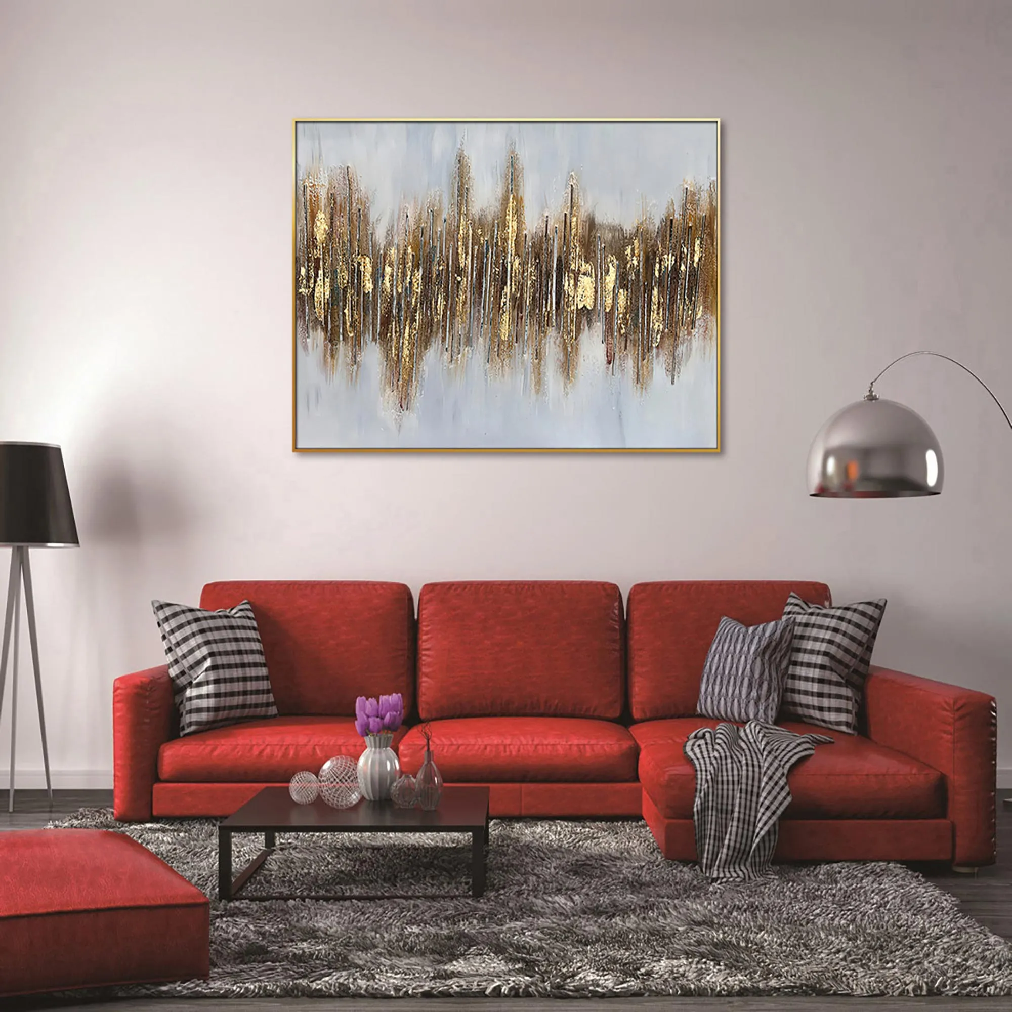 Golden Waves in a Gold Frame Hand Painted Canvas