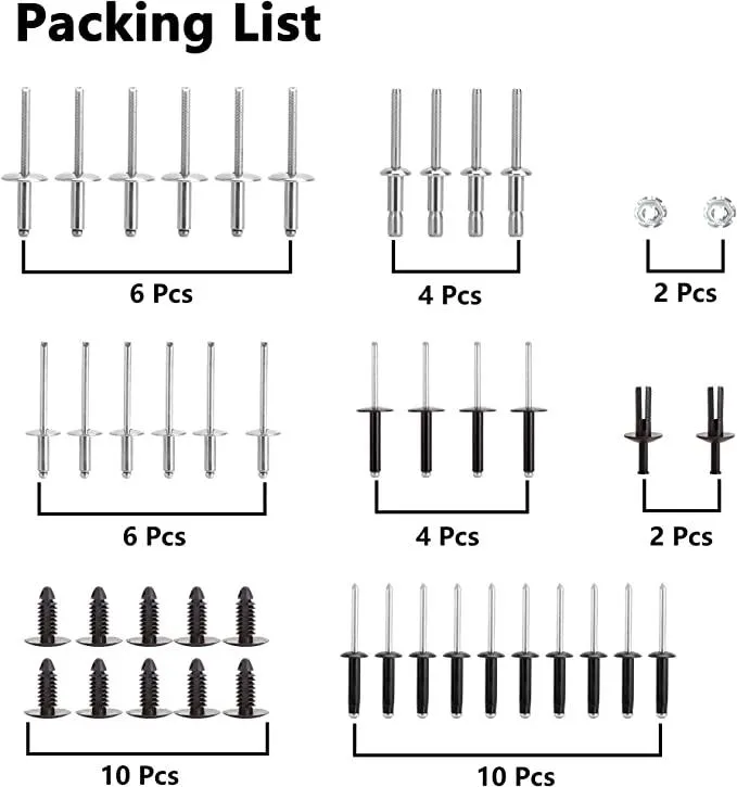 Golf Cart Complete Body Rivet Hardware Kit for Golf Cart EZGO TXT Gas & Electric - 10L0L