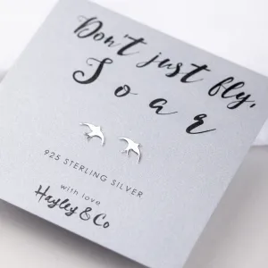 Good Luck Soaring Bird Sterling Silver Earrings