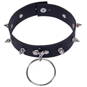 Gothic Punk Rock Rivets PU Leather Choker Necklace