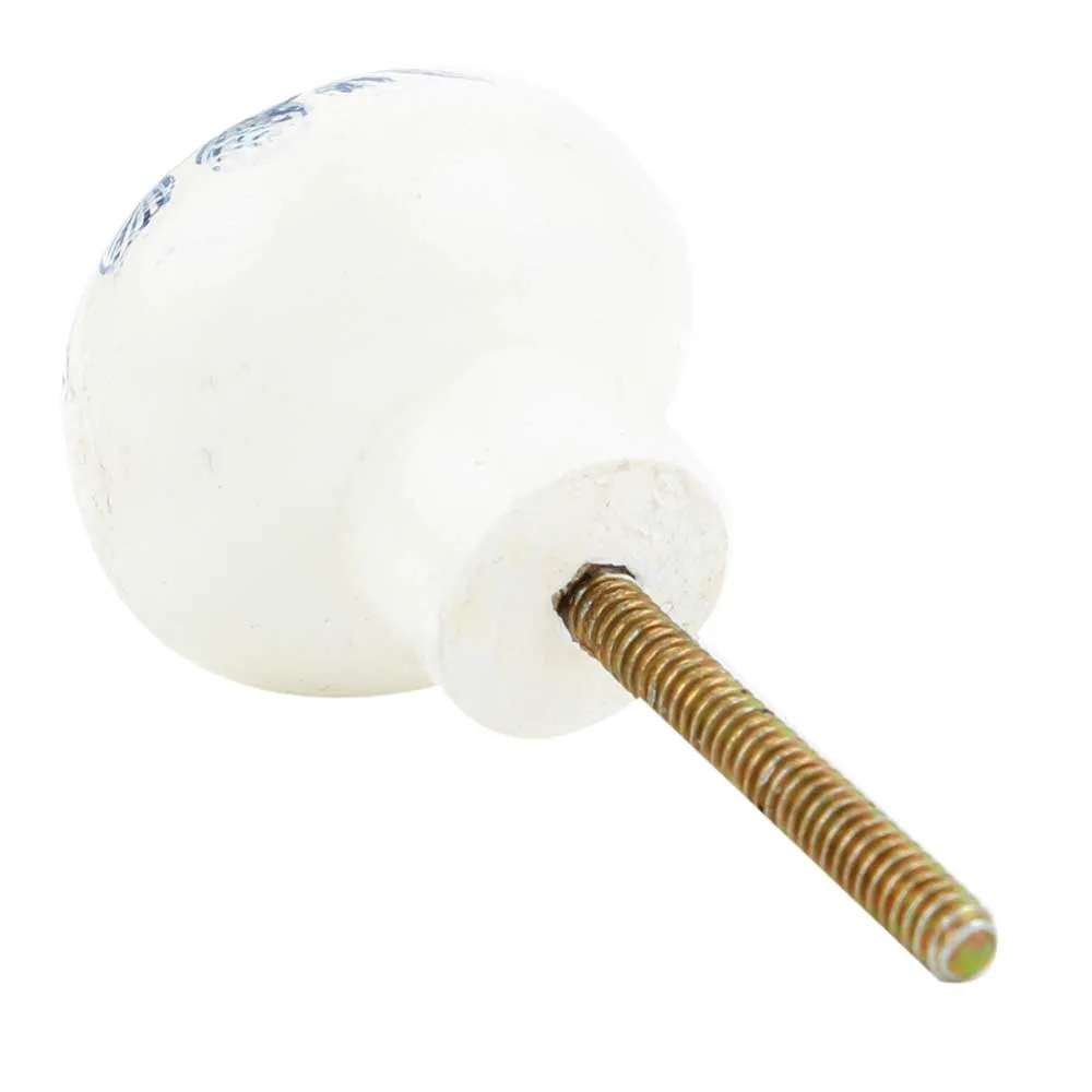 Hand Painted Blue Floral Knob